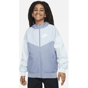 Nike Sportswear Windrunner ruimvallend jongensjack op heuplengte met capuchon - Blauw