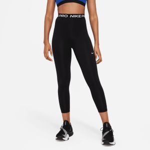 Nike Pro 365 7/8-legging met mesh vlak en hoge taille voor dames - Zwart