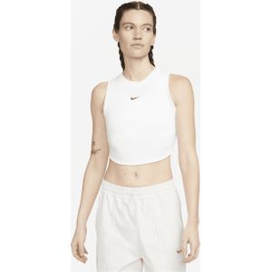 Nike Sportswear Chill Knit aansluitende, korte tanktop met mini-rib voor dames - Wit