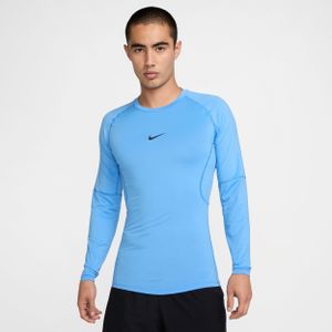 Nike Pro Dri-FIT strakke fitnesstop met lange mouwen voor heren - Blauw