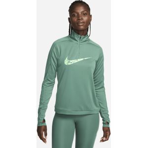 Nike Swoosh Dri-FIT tussenlaag met korte rits voor dames - Groen