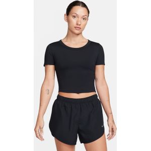 Nike One Fitted Dri-FIT croptop met korte mouwen voor dames - Zwart