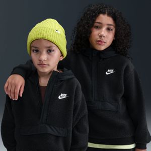 Nike Club Fleece ruimvallende hoodie met 1/4-rits voor grote kinderen - Zwart