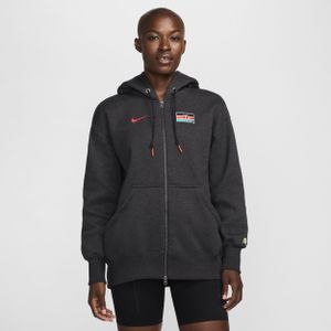 Team Kenia Phoenix Fleece Nike oversized fleecehoodie met rits over de hele lengte voor dames - Zwart