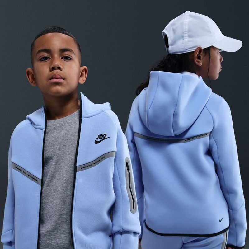 Nike Tech Fleece hoodie met rits over de hele lengte en met reflecterend design voor jongens - Blauw