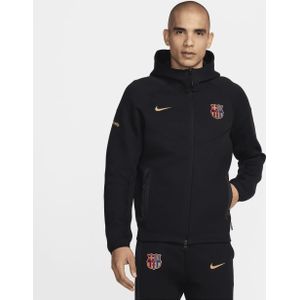 FC Barcelona Tech Fleece Windrunner Nike voetbalhoodie met rits over de hele lengte voor heren - Zwart