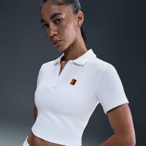 NikeCourt Heritage cropped tennispolo met korte mouwen voor dames - Wit