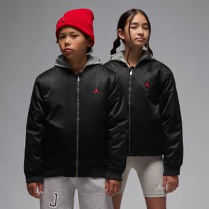 Jordan Bomberjack met capuchon en groot logo voor kids - Zwart