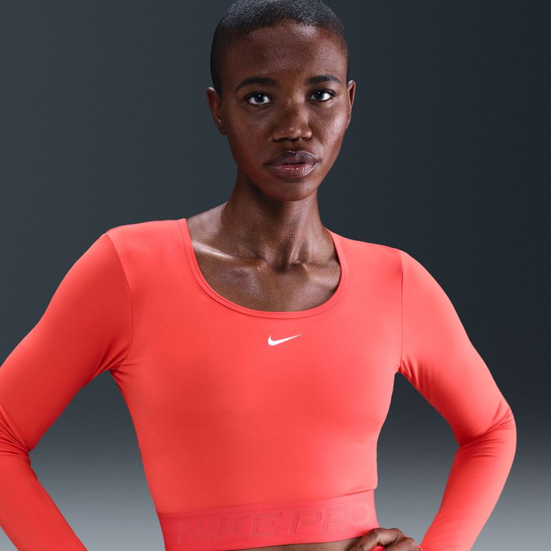 Nike Pro Dri-FIT - Korte Top met Lange Mouwen - Rood