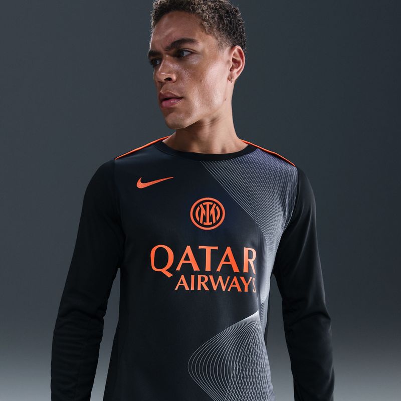 Inter Milan Academy Pro Third Nike Dri-FIT Total 90 warming-uptop met lange mouwen voor heren - Zwart