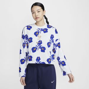 FFF Nike gestreepte voetbaltop met lange mouwen voor dames - Wit