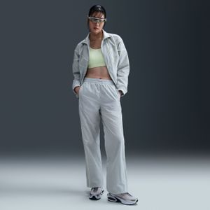 Nike Windrunner geweven damesbroek met hoge taille en open zomen - Grijs