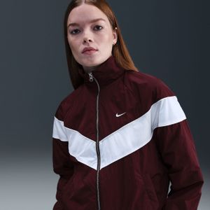 Nike Windrunner ruimvallend geweven damesjack met uv-bescherming en rits over de hele lengte - Rood