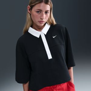Nike Sportswear oversized polo met korte mouwen voor dames - Zwart