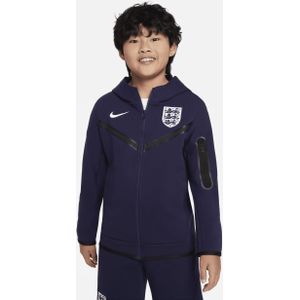 Engeland Tech Fleece Nike voetbalhoodie met rits over de hele lengte voor jongens - Paars