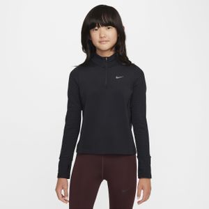 Nike Pro Therma-FIT top met korte rits voor meisjes - Zwart