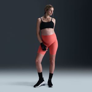 Nike (M) One Dri-FIT bikershorts met hoge taille en zakken voor dames (20 cm, zwangerschapskleding) - Oranje