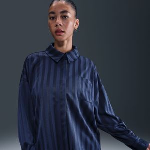 Nike oversized jacquard damesshirt met strepen en knoopsluiting - Blauw