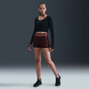 Nike Pro Sculpt bikeshorts met hoge taille voor dames (8 cm) - Rood