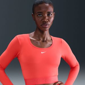 Nike Pro Dri-FIT - Korte Top met Lange Mouwen - Rood