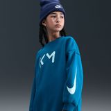 Kylian Mbappé Club Fleece Nike oversized voetbalsweatshirt met ronde hals voor meisjes - Blauw