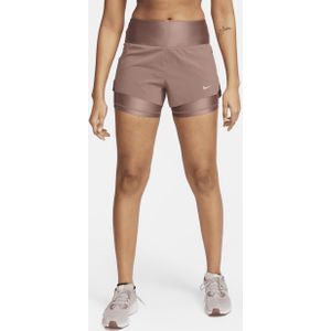 Nike Dri-FIT Swift 2-in-1 hardloopshorts met halfhoge taille en zakken voor dames (8 cm) - Paars