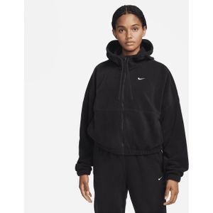 Nike Therma-FIT One oversized fleecehoodie met rits over de hele lengte voor dames - Zwart