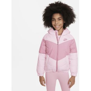 Nike Gewatteerd kleuterjack met capuchon en v-opdruk - Roze