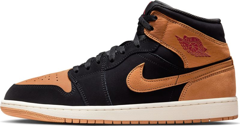 Jordan - AJ1 Mid - Sneakers - Zwart - Leer, Synthetisch