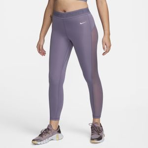 Nike Pro 7/8-legging met halfhoge taille en mesh vlakken voor dames - Paars