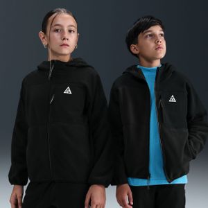 Nike ACG 'Wolf Tree' Polartec® hoodie met rits over de hele lengte voor kids - Zwart