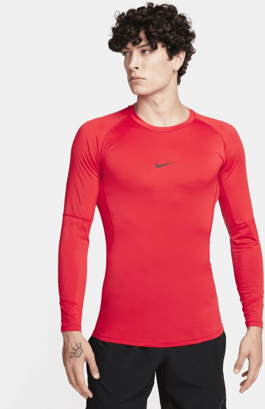 Nike - Pro Dri-FIT - Strakke Fitnesstop - Wit - Lange Mouwen