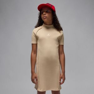Jordan geribde jurk met mock-hals voor kids - Bruin