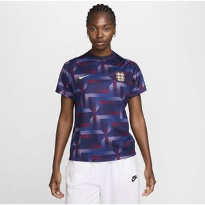 Engeland Academy Pro Nike Dri-FIT warming-uptop met korte mouwen voor dames - Paars