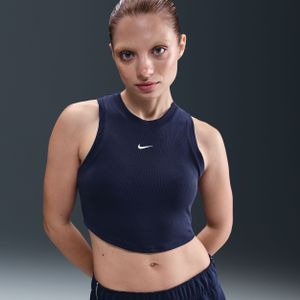 Nike Chill Knit aansluitende, korte tanktop met mini-rib voor dames - Blauw