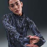 Nike - Swift Dri-FIT - Hardlooptop - Blauw - Met Halflange Rits en UV-bescherming