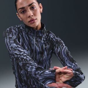 Nike - Swift Dri-FIT - Hardlooptop - Blauw - Met Halflange Rits en UV-bescherming