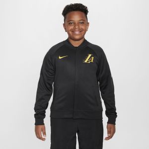 Los Angeles Lakers Showtime City Edition Nike Dri-FIT kinderjack met lange mouwen en rits over de hele lengte - Zwart