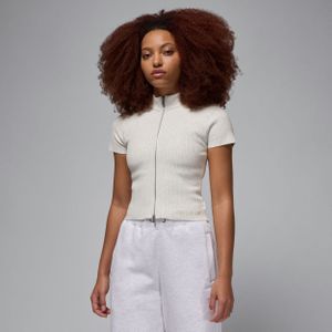 Air Jordan knit damestop met rits over de hele lengte - Wit