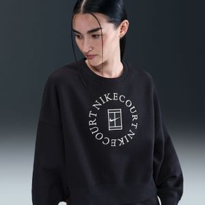 NikeCourt Heritage Phoenix Fleece extra oversized sweatshirt met ronde hals voor dames - Zwart