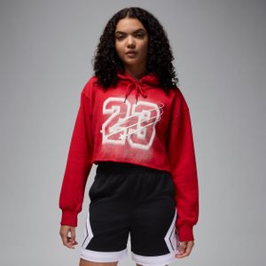 Jordan Flight Fleece korte hoodie met satijnen voering voor dames - Rood