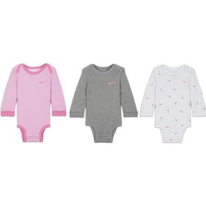 Nike Baby Essentials rompertjes met lange mouwen voor baby's (0–9 maanden, 3 stuks) - Wit