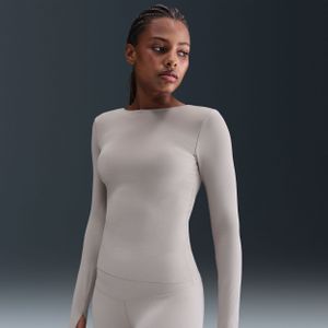 Nike Zenvy Dri-FIT damestop met lange mouwen - Grijs