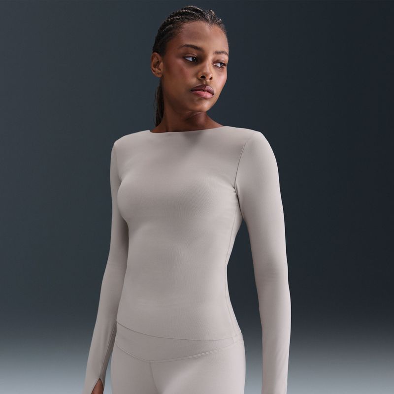 Nike Zenvy Dri-FIT damestop met lange mouwen - Grijs