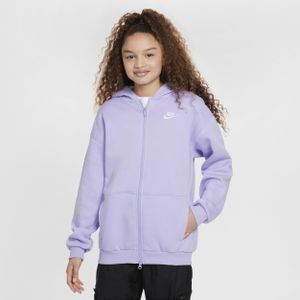 Nike Sportswear Club Fleece oversized hoodie met rits over de hele lengte voor meisjes - Paars
