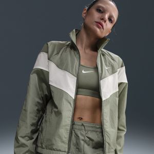 Nike Windrunner ruimvallend geweven damesjack met uv-bescherming en rits over de hele lengte - Groen