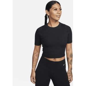 Nike Zenvy Dri-FIT croptop met korte mouwen voor dames - Zwart
