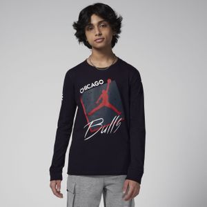 Chicago Bulls Courtside Statement Edition Jordan Max90 NBA-shirt met lange mouwen voor jongens - Zwart