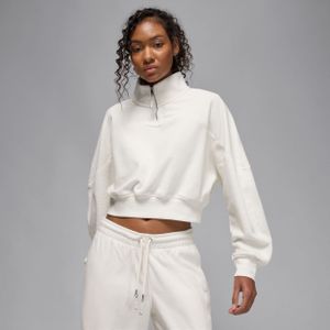 Jordan Flight Fleece damestop met korte rits - Wit