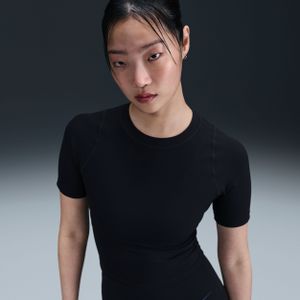 Nike - Zenvy Rib Dri-FIT - Damestop - Zwart - Korte Mouwen